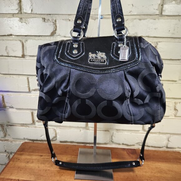 Coach Madison Op Art Sateen Audrey Shoulder Bag Purse - Picture 3 of 11